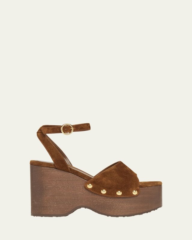 Suede Ankle-Strap Platform Sandals
